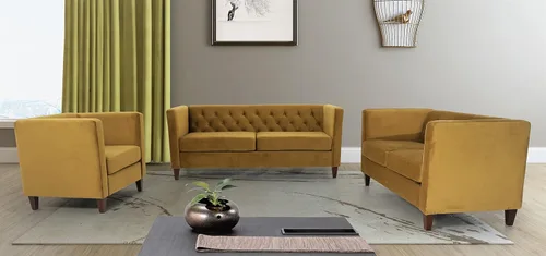 Vista 42 de Container Furniture Direct Sofá clásico de oficina tapizado de terciopelo de tres plazas con capitoné, cómodo sofá de oficina para espacios grandes