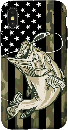 Vista 5 de Fishing Camouflage US American Flag Bass Fish Fisherman Camo Case for iPhone 17