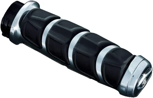Vista 3 de Kuryakyn 6350 Premium Kinetic Handlebar Grips para control del acelerador de doble cable: motocicletas Harley-Davidson 1982-2019, cromado, 1 par