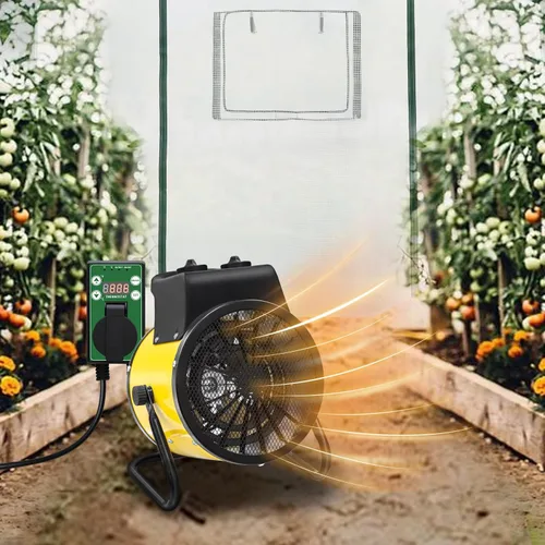 Vista 5 de COOS BAY Calentador de espacio radiante de 1500 W con termostato, calentador eléctrico para invernadero, tienda de cultivo y taller, resistente al