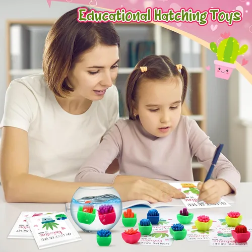 Vista 6 de Capoda 48 juegos/96 piezas de juguetes para el día de San Valentín con tarjetas para el aula, regalos de intercambio de San Valentín, cactus