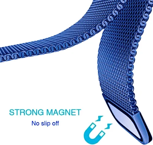 Vista 5 de Correa de reloj de liberación rápida compatible con Fossil Gen 5E Smartwatch Correa de repuesto de malla metálica de acero Azul