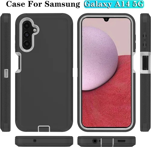 Vista 7 de ONOLA Funda compatible con Samsung Galaxy A14 5G con protector de pantalla HD, resistente a los golpes y a las caídas, funda de 3 capas para Samsung