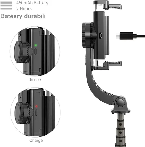 Vista 5 de Trípode inteligente antivibraciones para selfie stick de 33.85 pulgadas, barra de aluminio extensible con control remoto inalámbrico extraíble