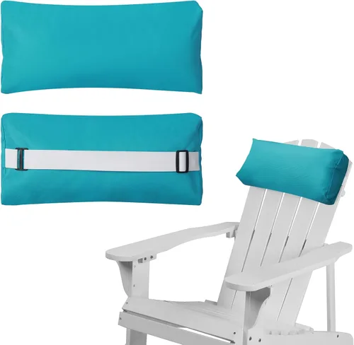 Vista 18 de Almohada para Silla Tumbona, Paquete de 2 Almohadas para Silla de Descanso al Aire Libre con Correa Ajustable, Almohada para la Cabeza de Largo