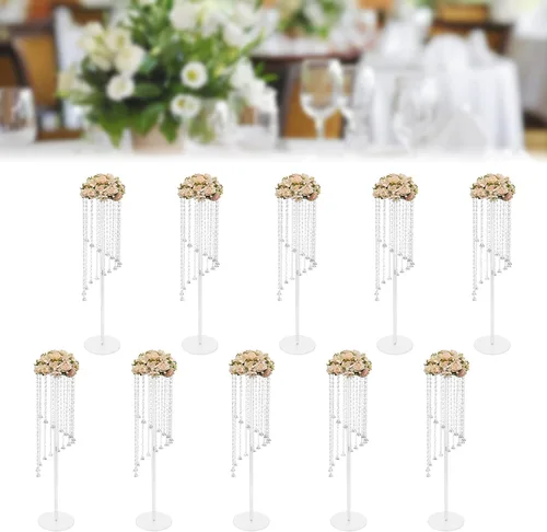 Vista 9 de Gdrasuya10 10 soportes acrílicos para flores, jarrones acrílicos de 31.5 pulgadas, centros de mesa de boda, jarrones de flores con cadenas