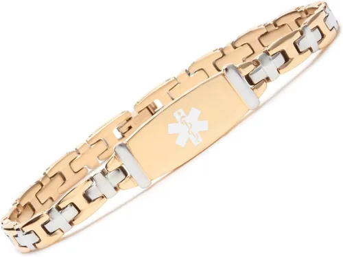 Vista 2 de LinnaLove Lady Medical Alert - Pulseras médicas de acero inoxidable para mujer, 7.5 pulgadas