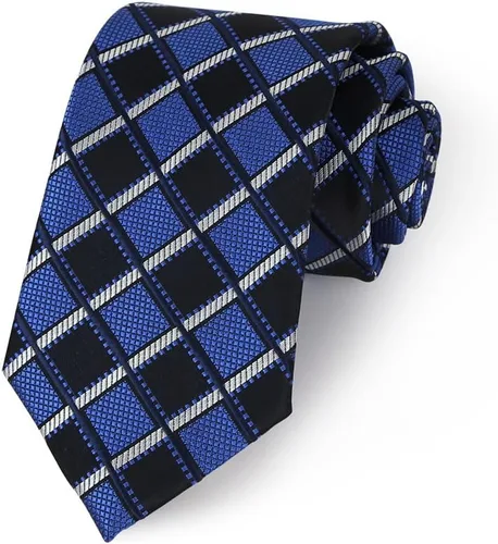 Vista 3 de Corbata clásica de seda tejida jacquard azul claro para hombre + caja de regalo