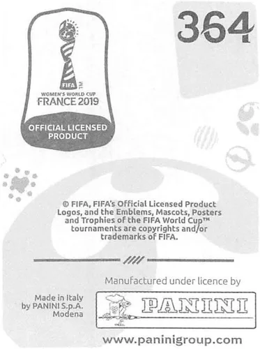 Vista 2 de Calcomanías coleccionables de la Copa Mundial Femenina de la FIFA Francia 2019 (solo adhesivo individual) Fútbol #364 Gaelle Enganamouit Camerún 2