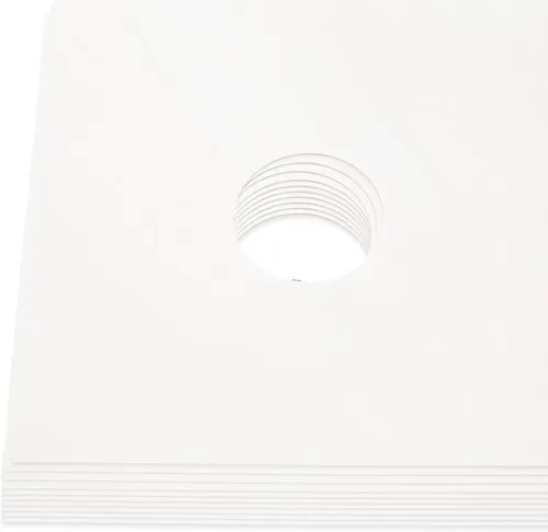 Vista 5 de Paquete de 10 chaquetas de disco de vinilo blancas de 12 pulgadas, cubiertas de álbum LP pesadas de 350 GSM con agujero central, fundas de repuesto