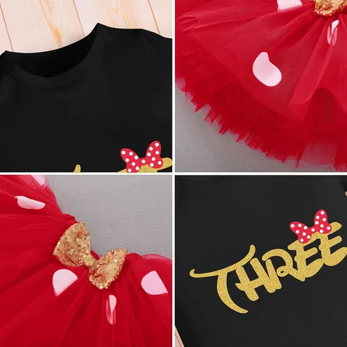 Vista 6 de Conjunto de falda de princesa con diseño de lunares para bebé, para el primer cumpleaños de niñas