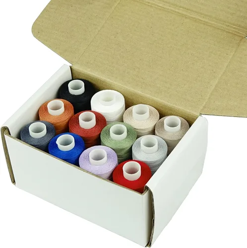 Vista 4 de Simthread 12 Colores Multiusos Hilo de Algodón para Acolchado 50s/3 Hilo para Piezas, Costura, etc. - 503 Metros Cada 12C01