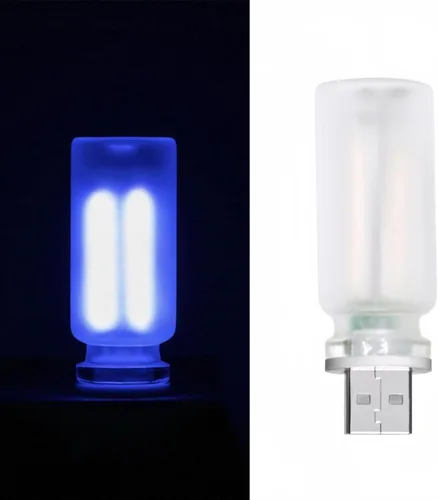 Vista 15 de Luz nocturna USB innovadora: nueva luz de ambiente táctil para cama y coche, botella de vidrio de cerámica LED – Perfecta para decoración mini Azul