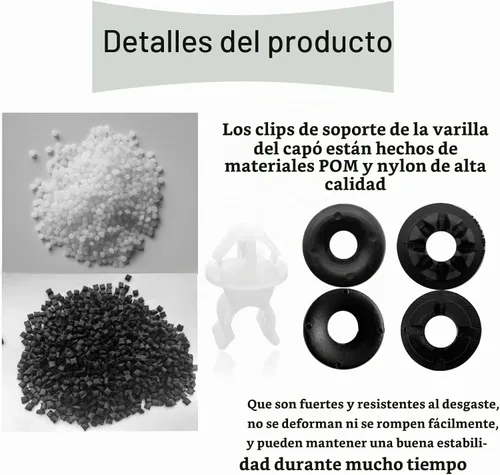 Vista 3 de 30 PCS Soporte para Varilla del Capó, Clips de Varilla de Apoyo, Clips de Ojal para la Mayoría de Automóviles, Negro y Blanco