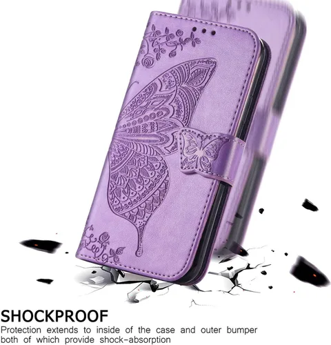 Vista 4 de for Xiaomi 12s Ultra Wallet Case Butterfly Flower Design PU Leather Flip Folio Cover with Card Holder Kickstand Wrist Strap Shockproof Protective