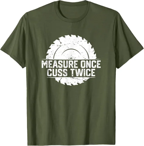 Vista 32 de Measure Once Cuss Twice, divertida camiseta de regalo para carpintería, Negro, S