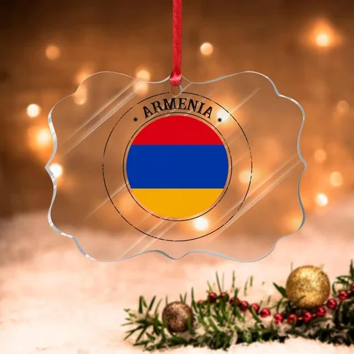 Vista 9 de Bandera de Andorra, adorno colgante de Navidad, bandera nacional, decoraciones de Navidad, adornos acrílicos, colgante para árbol de Navidad