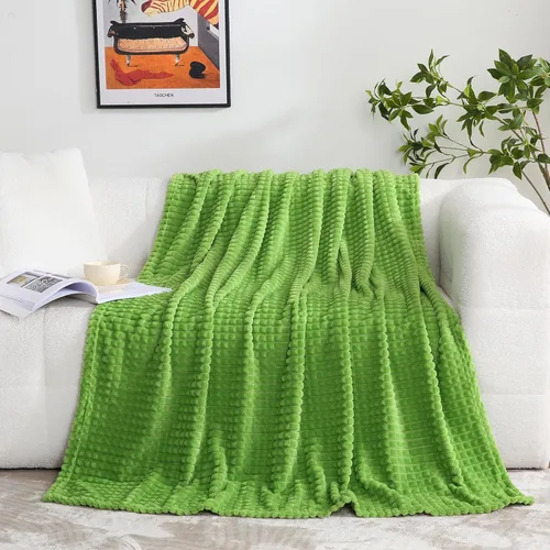 Vista 2 de Puncuntex - Manta de franela y vellón, supersuave, mullida y acogedora, con diseño de cuadrícula cuadrada, de lujo, para sofá, sillón, silla
