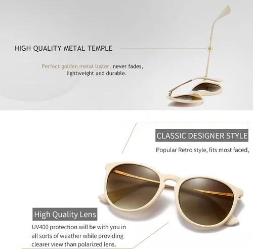 Vista 3 de SUNGAIT Gafas de sol redondas vintage para mujeres y hombres, estilo clásico retro