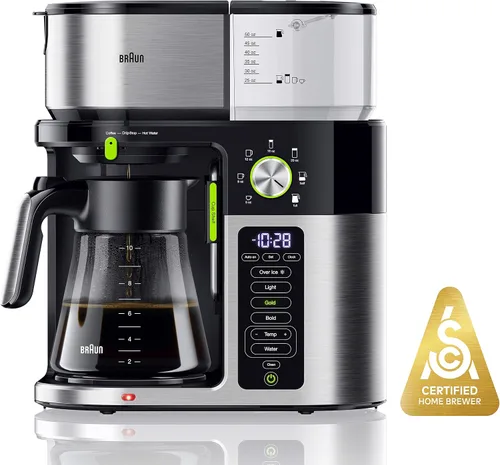 Vista 7 de Braun Cafetera multiservicio de 7 tamaños programables de preparación / 3 fortalezas + café helado y agua caliente para té, jarra de vidrio