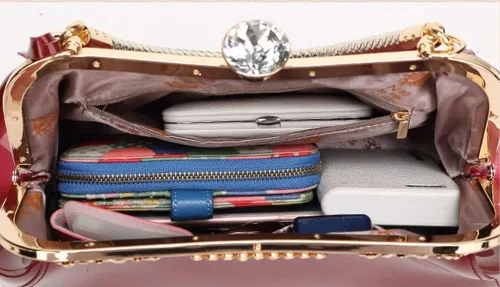 Vista 6 de Bolsos de noche para mujer, de cuero brillante, bolso de mano, mini bolso cruzado de hombro, bolsos vintage para fiesta nupcial