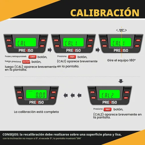 Vista 6 de PREXISO Nivel Digital, 11.5'', Inclinación Angular con Pantalla LCD, Inclinómetro de Burbuja Electrónico de 360°, Burbuja de Nivel Vertical