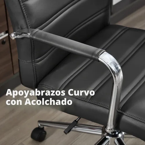 Vista 4 de Silla de escritorio de oficina de cuero, sillas de sala de conferencias con ruedas, sillas de oficina ejecutivas modernas de altura ajustable, silla