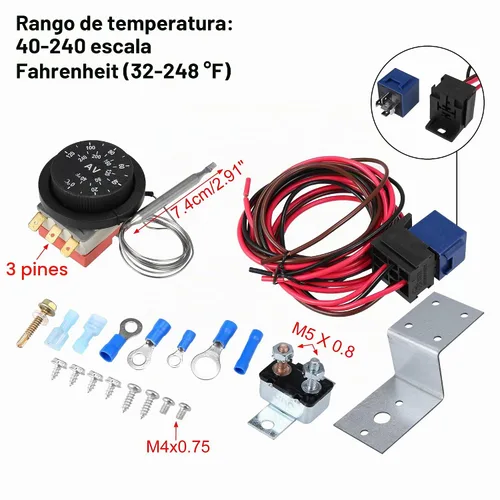 Vista 3 de X AUTOHAUX Kit de controlador de termostato de ventilador de radiador eléctrico de 12 V, kit de cable de relé de cableado para coche