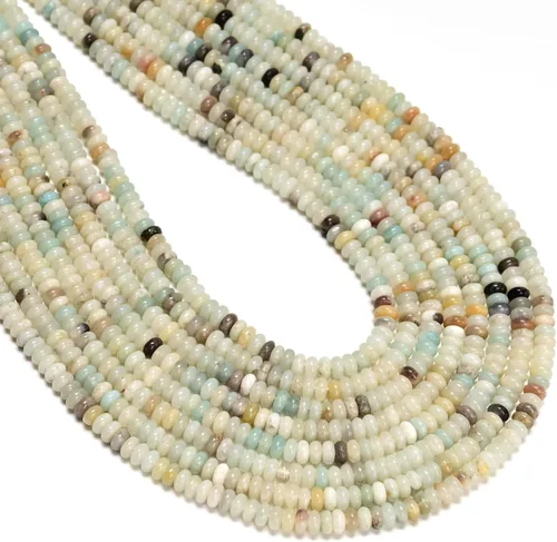 Vista 8 de CAI YI MING, cuentas 2x4mm naturales en forma de rondelle – Espaciadores de gemas sueltas para hacer joyas DIY (Amazonita)