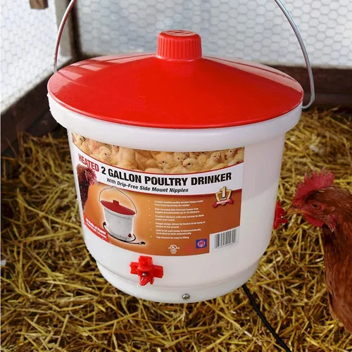 Vista 5 de Farm Innovators - Paquete de 2 bebederos térmicos para pollo, cubo para bebedero para aves de corral, 2 galones
