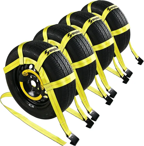 Vista 7 de Correas de cesta de remolque con gancho plano para neumáticos de coche de 14 pulgadas, 15 pulgadas, 16 pulgadas