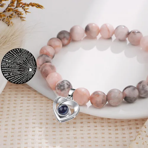 Vista 4 de JoycuFF Pulsera con texto en inglés "I Love You" en 100 idiomas, regalos únicos para hija, nieta, novia, hermana, aniversario significativo