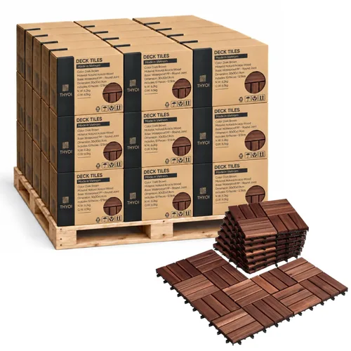 Vista 12 de Azulejos de cubierta premium, 10 piezas de suelo de patio - teca