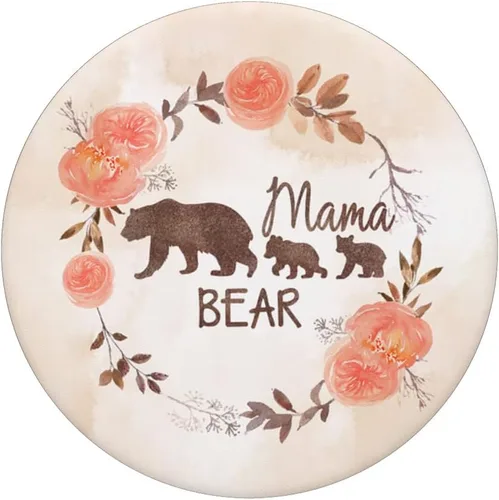 Vista 3 de Mama Bear - Rose Flowers Mama Bear With 2 Cubs PopSockets PopGrip intercambiable