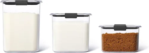 Vista 2 de Rubbermaid Brilliance - Recipientes de almacenamiento de alimentos (juego de 3 recipientes + recipiente para cereales)