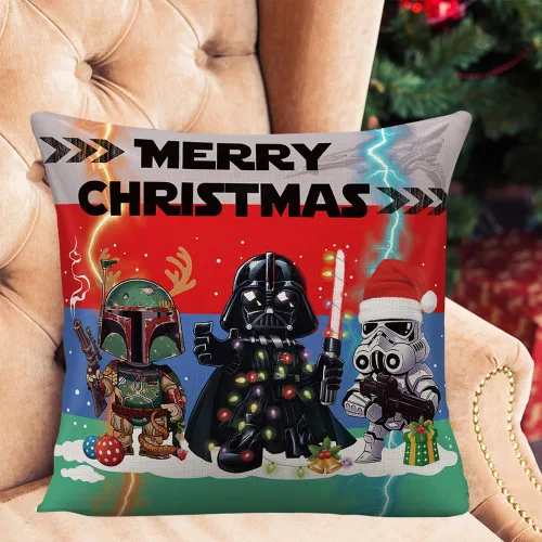 Vista 3 de Funda de almohada con temática de Star and Wars para sala de estar, dormitorio, Dar-t-h-Vader para sofá, cama, sofá, funda de cojín de lino