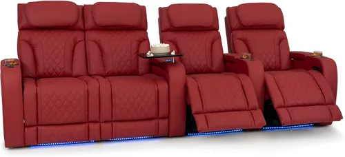 Vista 21 de Seatcraft Luminis 365 - Asiento de cine en casa (fila de 2 biplazas), color carmesí