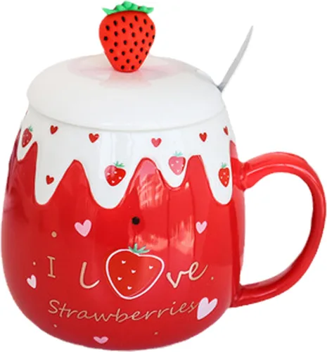 Vista 14 de Taza de globo de aire caliente con tapa, cuchara para niños, taza de leche de dibujos animados, taza 3D, taza de café de cerámica, taza de té