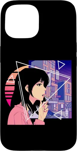 Vista 6 de Retro 80's Japanese Lofi Vaporwave Aesthetic Sad Anime Girl Case for iPhone 17