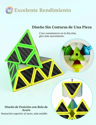 Vista 5 de ROXENDA Speed Cube Set - Paquete de cubo mágico de fibra de carbono
