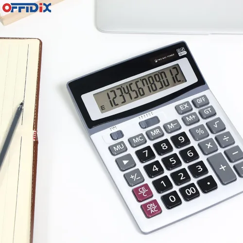 Vista 5 de OFFIDIX Calculadora electrónica de pantalla LCD de doble potencia de llave Negro