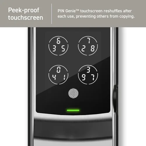 Vista 3 de Lockly Secure Plus, cerrojo inteligente Bluetooth, cerradura de puerta de entrada sin llave, teclado PIN Genie®, sensor biométrico de huellas