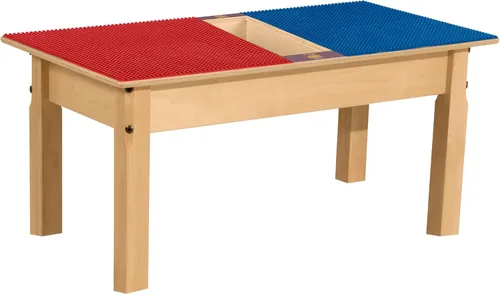 Vista 13 de Contender Time-2-Play Mesa de juego de actividades para niños, compatible con ladrillos Lego, madera contrachapada de abedul extra resistente, 35