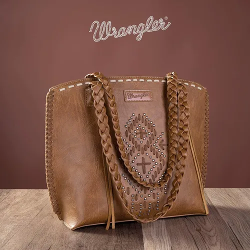 Vista 5 de Wrangler Bolso Hobo de gran tamaño tejido a mano con remaches occidentales