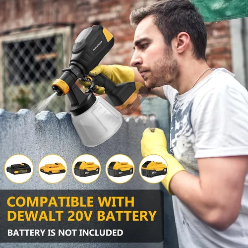 Vista 6 de Pulverizador de pintura inalámbrico sin escobillas para batería Dewalt de 20 V, 4 boquillas, viscosidad de 150 Din/s, caudal de 33.8 fl oz/min