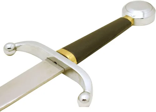 Vista 21 de Medieval Warrior Knights Templar Long Sword with Sheath Steel Guard, Leather Wrapped Handle
