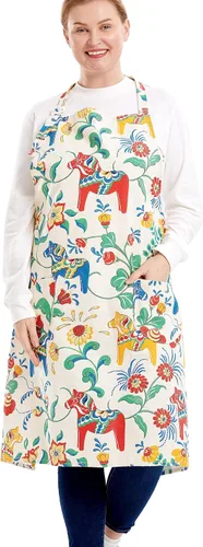 Vista 13 de Delantales de algodón y lino para hornear, talla grande, para mujer, con bolsillos, cocina