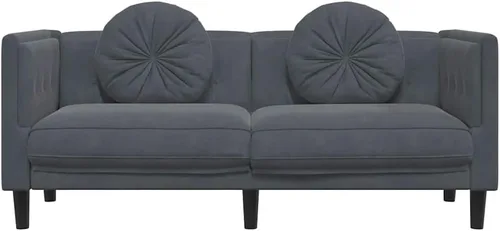 Vista 6 de vidaXL Sofá con cojines de 2 plazas, sofá tapizado, sofá biplaza para sala de estar en casa, sofá de dos plazas, estilo moderno, terciopelo gris