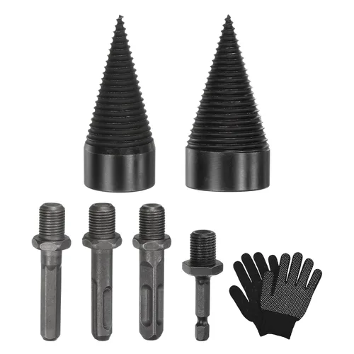 Vista 24 de M METERXITY Paquete de 1 broca divisora de madera de 1.260 in + 4 asas (cuadrada+redonda+vástago hexagonal+hexagonal pequeño) broca divisor de leña
