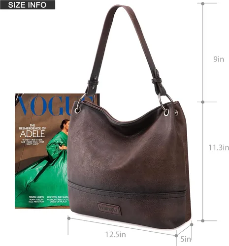 Vista 55 de Wrangler Hobo - Bolsas para mujer de cuero vegano con asa superior, bolsos de hombro y bolsos